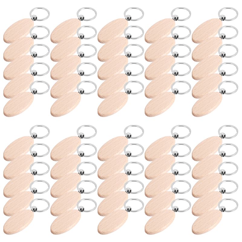 Wood Ring Blank - AT05-1Set Ahşap Anahtarlık, Oval Ahşap Oyma