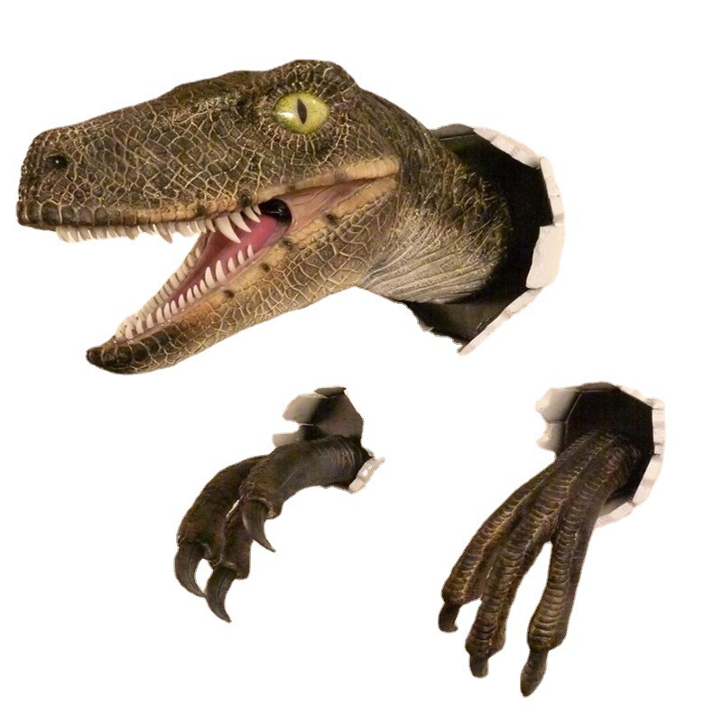 Resin Craft Ideas - Dinozor Süsleri Kırık Duvar Raptorları Üç